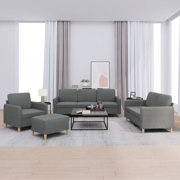 4-Delige Loungeset Met Kussens Stof Donkergrijs