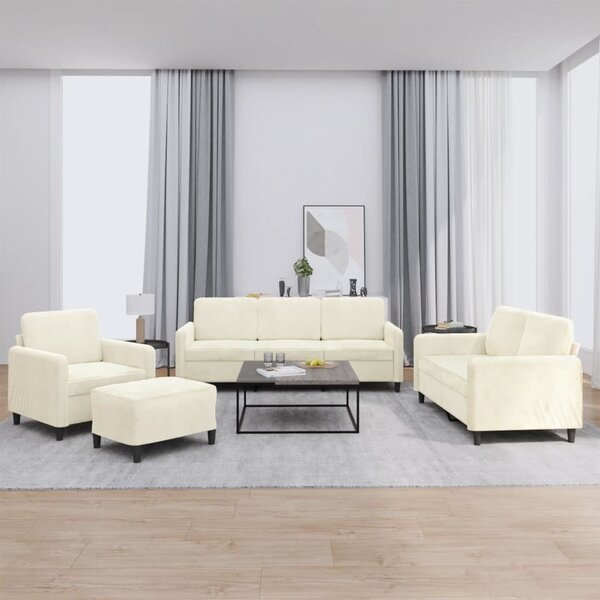 4-Delige Loungeset Fluweel Kleurig Cr&egrave;me