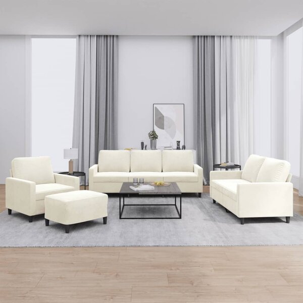 4-Delige Loungeset Met Kussens Fluweel Kleurig Cr&egrave;me
