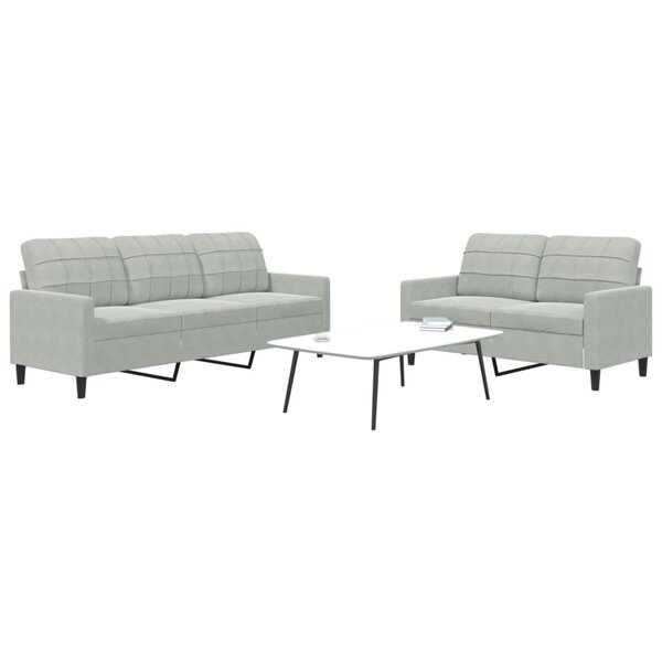 2-Delige Loungeset Met Kussens Fluweel Lichtgrijs