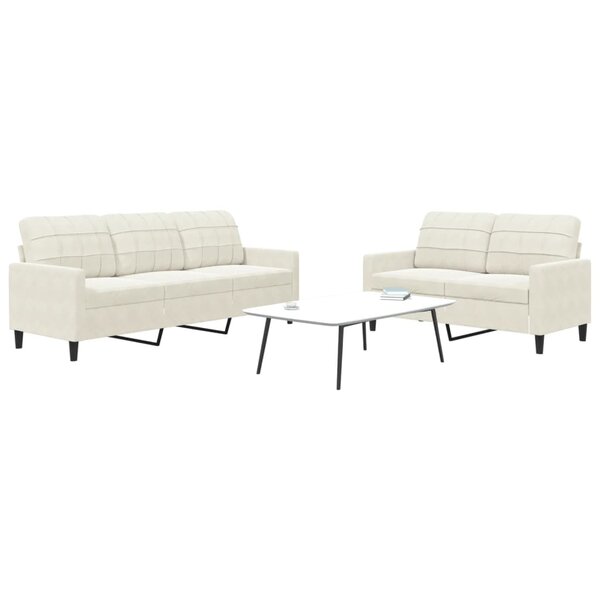 2-Delige Loungeset Met Kussens Fluweel Kleurig Cr&egrave;me