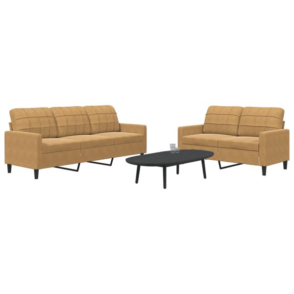 2-Delige Loungeset Met Kussens Fluweel Bruin