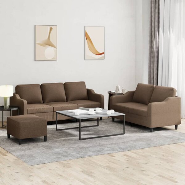 4-Delige Loungeset Met Kussens Stof Bruin