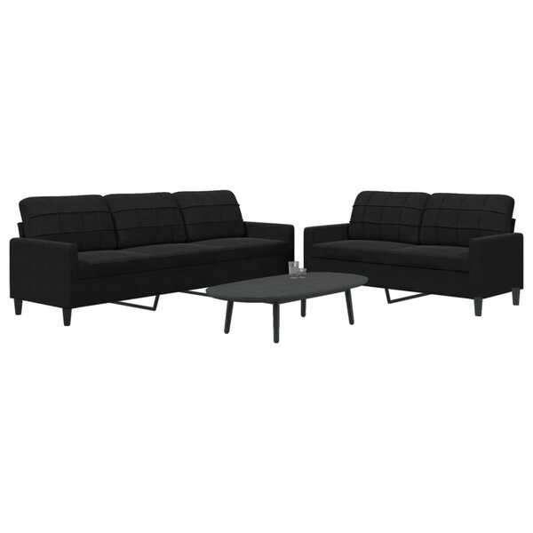 2-Delige Loungeset Met Kussens Fluweel Zwart