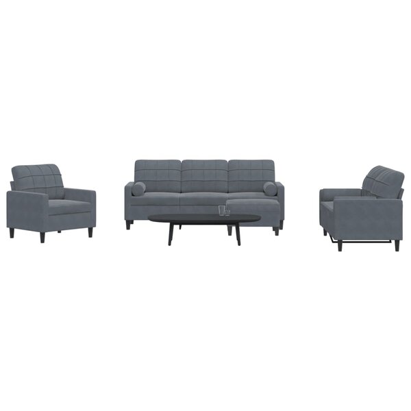 4-Delige Loungeset Met Kussens En Bolsters Fluweel Donkergrijs