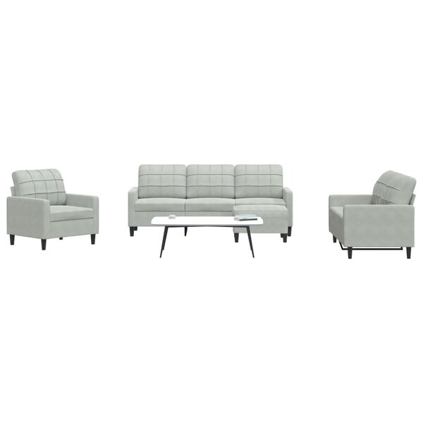 4-Delige Loungeset Met Kussens Fluweel Lichtgrijs