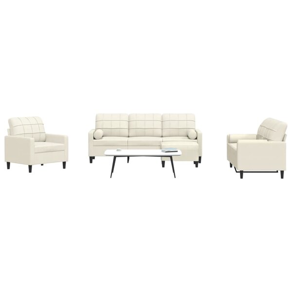 4-Delige Loungeset Met Kussens En Bolsters Fluweel Kleurig Cr&egrave;me