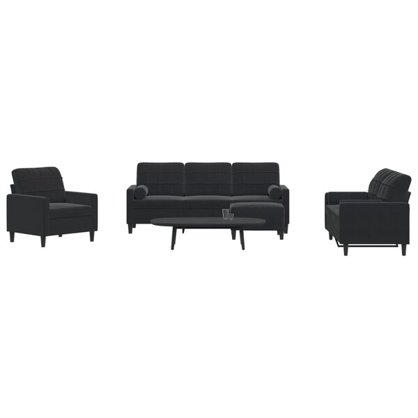 4-Delige Loungeset Met Kussens En Bolsters Fluweel Zwart