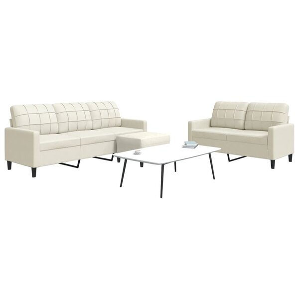 3-Delige Loungeset Met Kussens Fluweel Kleurig Cr&egrave;me