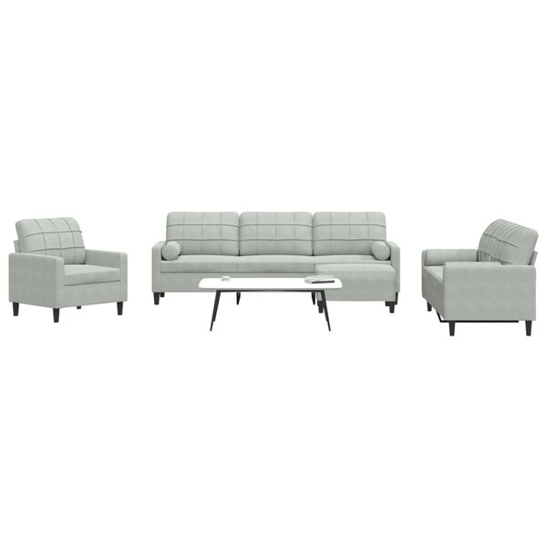 4-Delige Loungeset Met Kussens En Bolsters Fluweel Lichtgrijs
