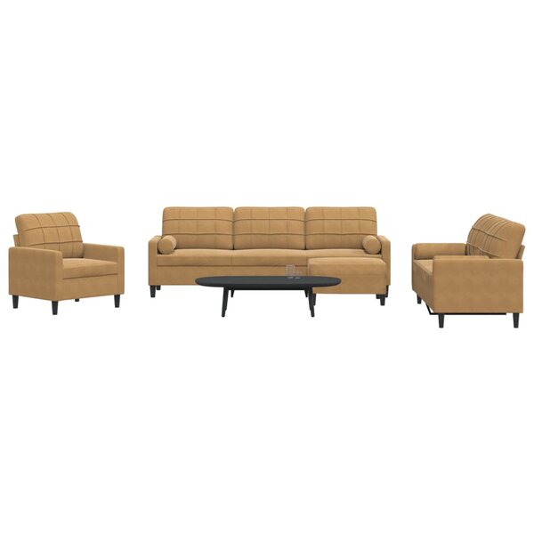 4-Delige Loungeset Met Kussens En Bolsters Fluweel Bruin