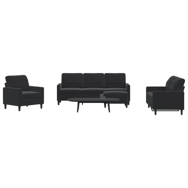 4-Delige Loungeset Met Kussens Fluweel Zwart