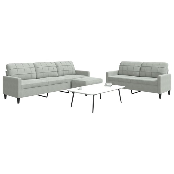 3-Delige Loungeset Met Kussens Fluweel Lichtgrijs