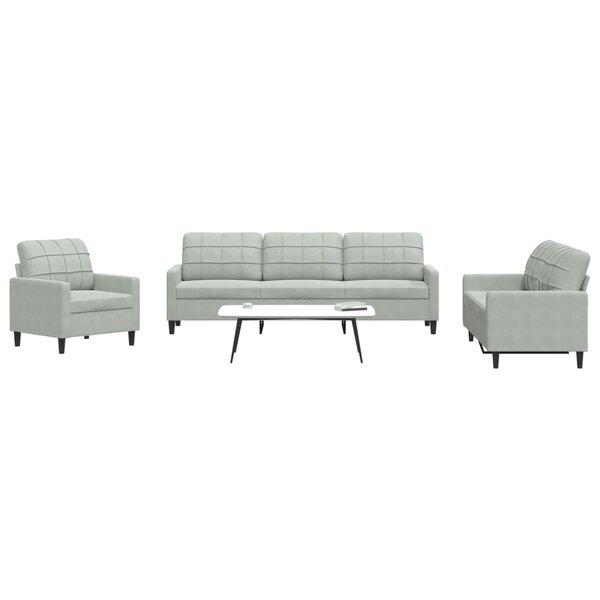 4-Delige Loungeset Met Kussens Fluweel Lichtgrijs