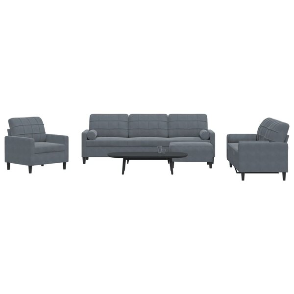 4-Delige Loungeset Met Kussens En Bolsters Fluweel Donkergrijs