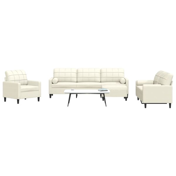 4-Delige Loungeset Met Kussens En Bolsters Fluweel Kleurig Cr&egrave;me