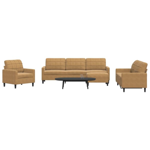 4-Delige Loungeset Met Kussens Fluweel Bruin