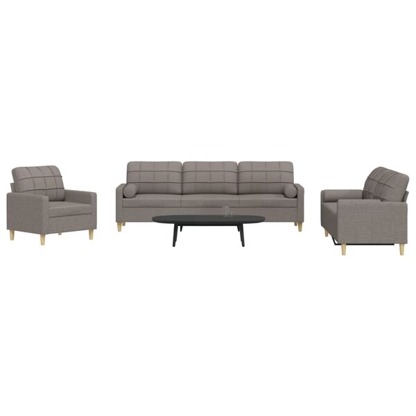 3-Delige Loungeset Met Sierkussens Stof Taupe