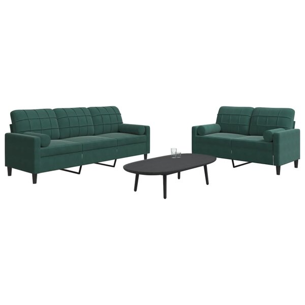 2-delige Loungeset met kussens en bolsters fluweel donkergroen