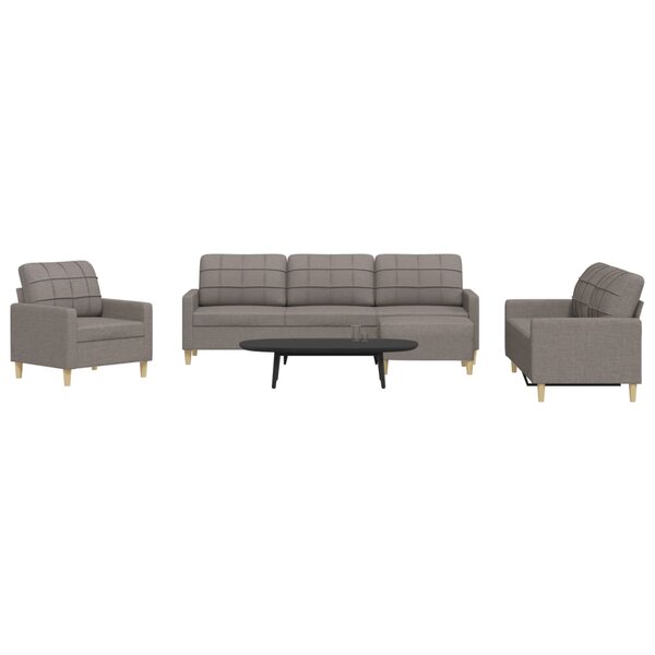 4-Delige Loungeset Stof Taupe Met voetenbank