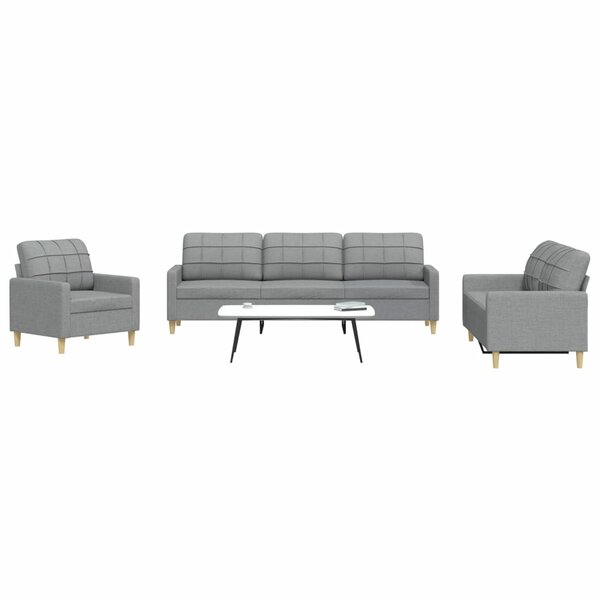 3-Delige Loungeset Stof Lichtgrijs