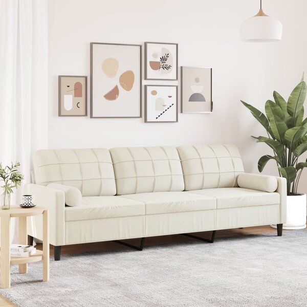 3-Zitsbank Met Sierkussens Fluweel Kleurig 210 cm Cr&egrave;me