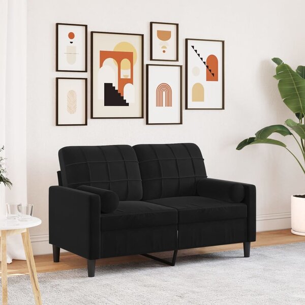 Tweezitsbank Met Sierkussens Fluweel 120 cm Zwart