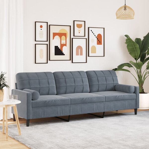 3-Zitsbank Met Sierkussens Fluweel 210 cm Donkergrijs