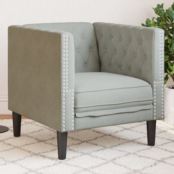 Fauteuil Chesterfield-Stijl Fluweel Lichtgrijs