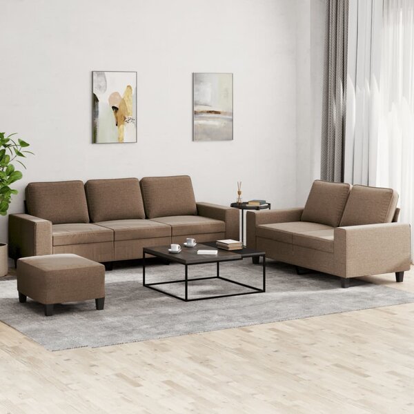3-Delige Loungeset Stof Bruin