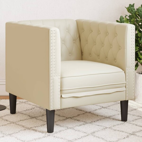 Fauteuil Chesterfield-Stijl Kunstleer Kleurig Cr&egrave;me