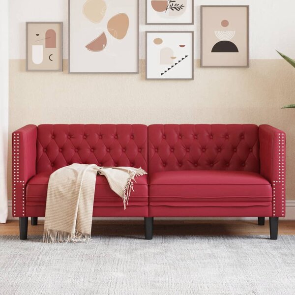 Chesterfield-Stijl Kunstleer Rood wijn Tweezitsbank