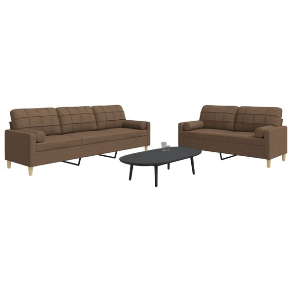 2-Delige Loungeset Met Sierkussens Stof Bruin