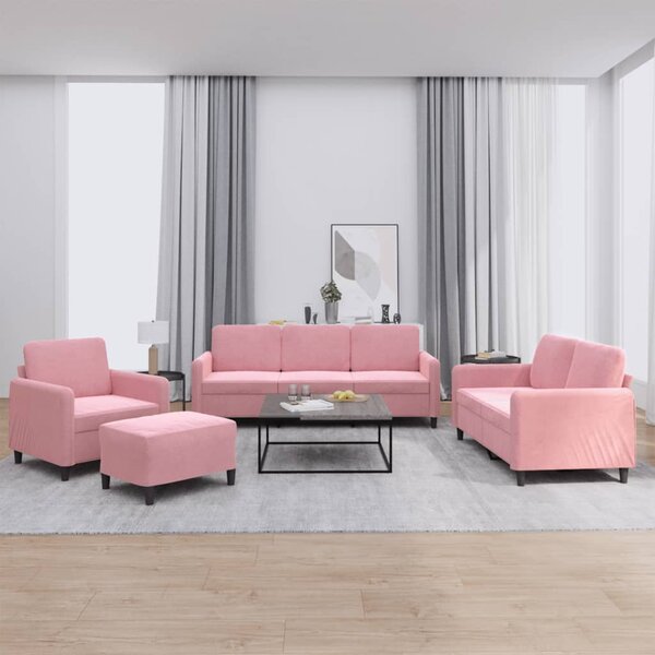 4-Delige Loungeset Fluweel Roze