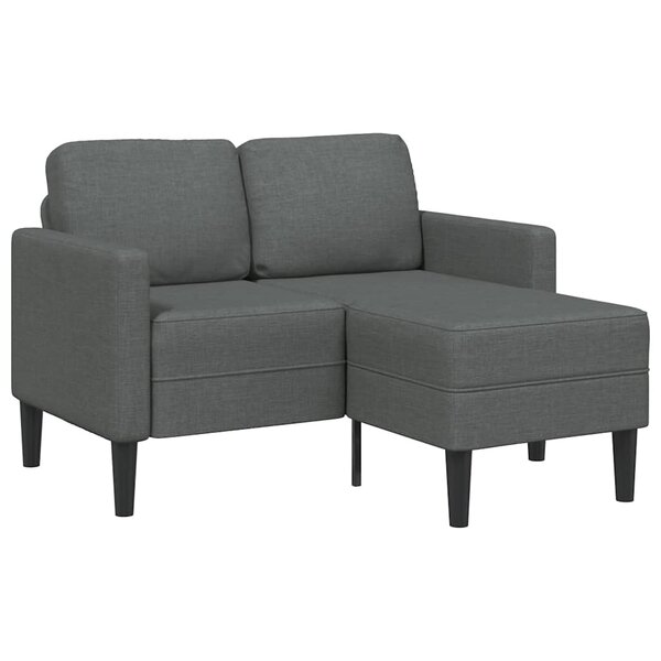 2-Zitsbank Met Ligstoel L-Vormig 125 Cm Stof Donkergrijs