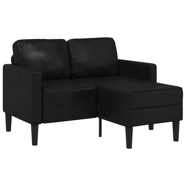 2-Zitsbank Met Ligstoel L-Vormig 125 Cm Kunstleer Zwart
