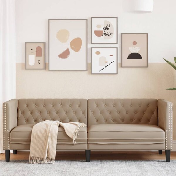 Chesterfield-Stijl Kunstleer Kleurig Cappuccino Driezitsbank