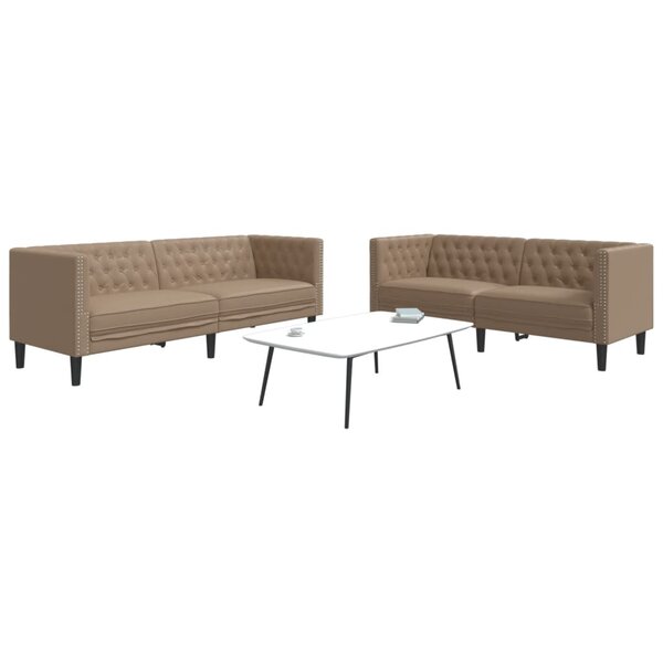 2-Delige Loungeset Chesterfield-Stijl Kunstleer Kleur Cappuccino