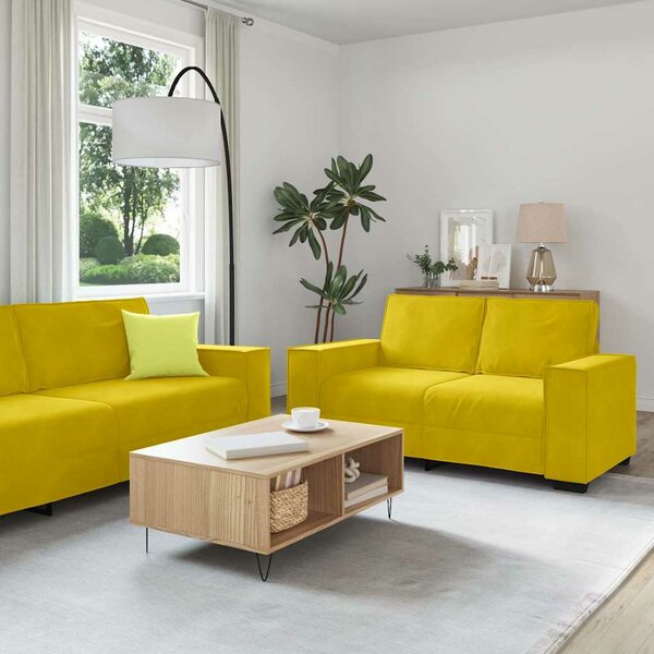 3-Delige Loungeset Met Kussens Fluweel Geel