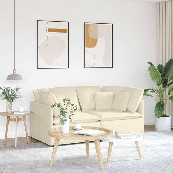 Modulaire Bank Met Kussens Corduroy Stof Kleurig Cr&egrave;me
