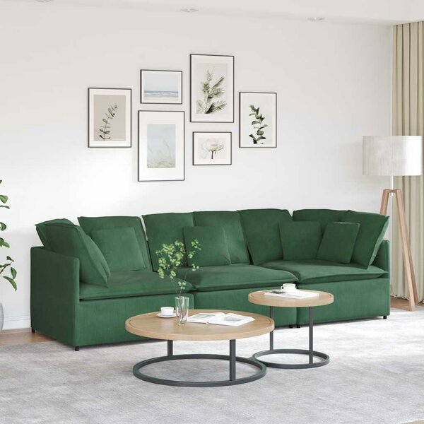 Modulaire Bank Met Kussens Corduroy Stof Jungle Groen Oerwoudgroen