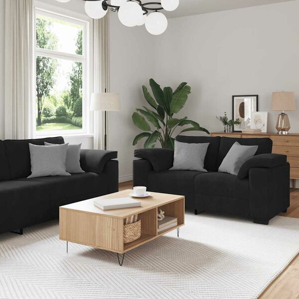 3-Delige Loungeset Met Kussens Fluweel Zwart