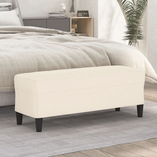 Bankje Fluweel Kleurig 100 x 35 x 41 cm Cr&egrave;me