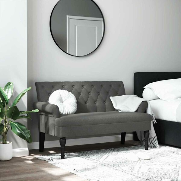 Bankje Met Rugleuning 120X62X75,5 Cm Stof Donkergrijs
