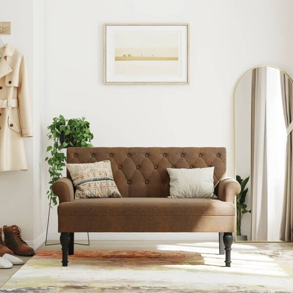 Bankje Met Rugleuning 120X62X75,5 Cm Kunstsu&egrave;deleer Bruin