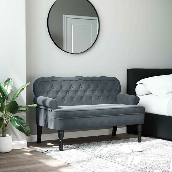 Bankje Met Rugleuning 119,5X64,5X75 Cm Fluweel Donkergrijs