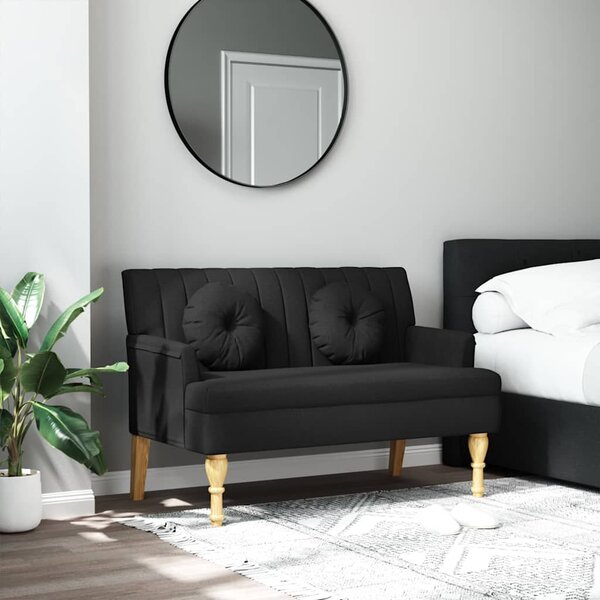 Bankje met kussens 113x64,5x75,5 cm stof zwart
