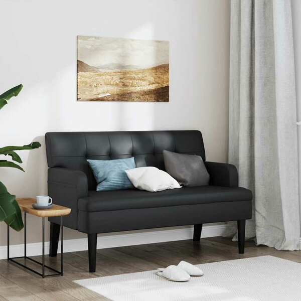 Bankje met rugleuning 112x65,5x75 cm kunstleer zwart