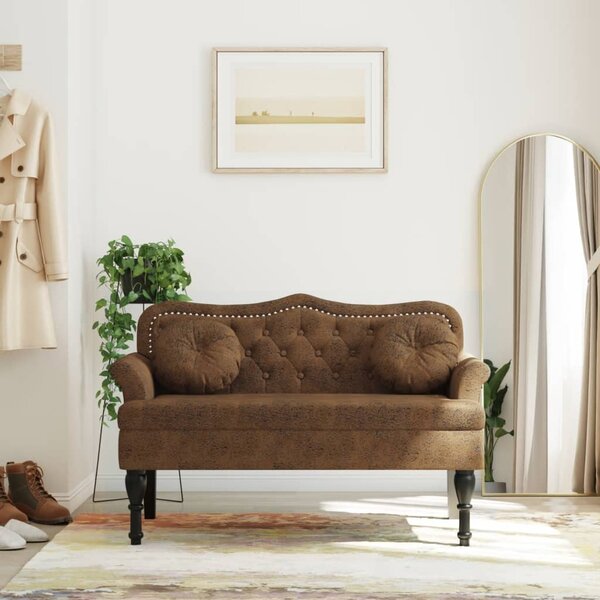 Bankje Met Kussens 120,5X65X75 Cm Kunstsu&egrave;deleer Bruin