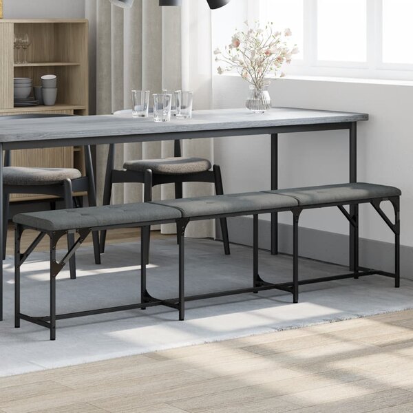 Eetkamerbank Staal En Stof 186 x 32 x 45 cm Donkergrijs